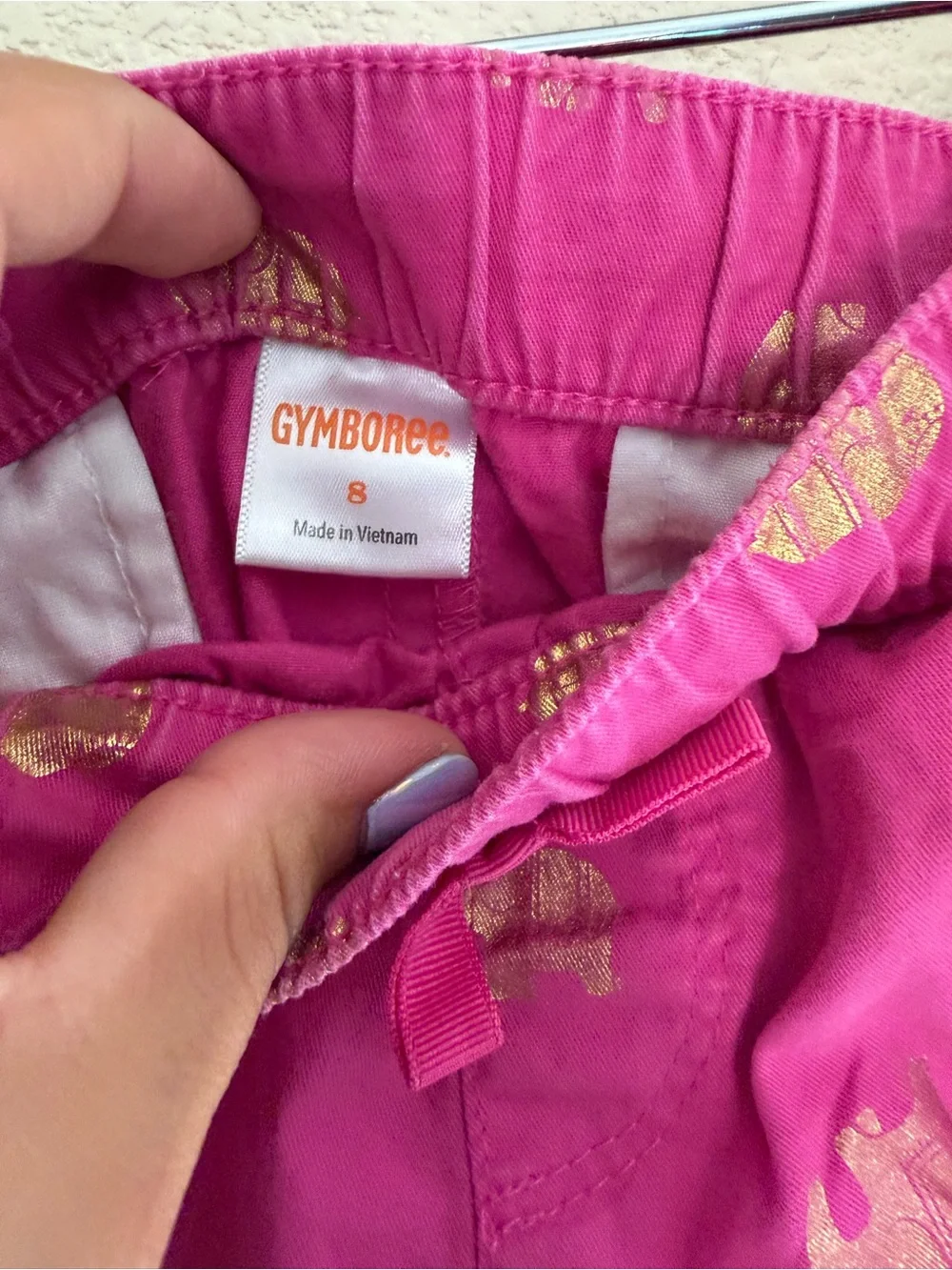 Gymboree Hot Pink Shorts with Gold Elephant Print